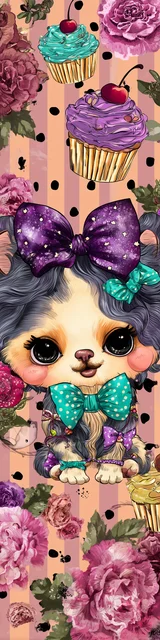 Free kawaii cats bookmark featuring a cupcake kawaii cat